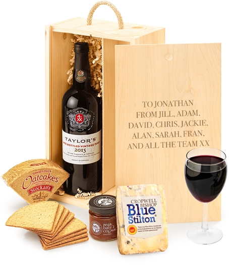 Housewarming Port & Stilton Classic Gift Box With Engraved Personalised Lid